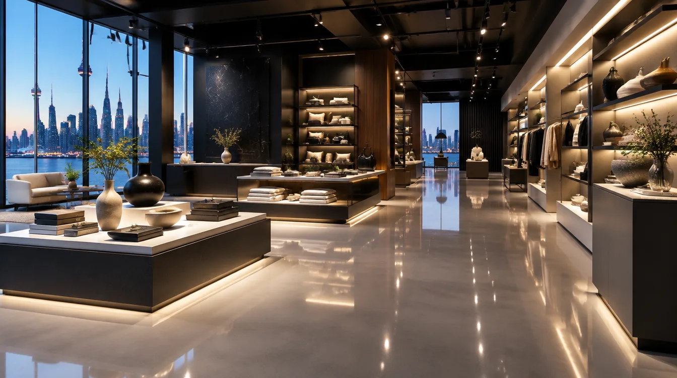 Commercial epoxy flooring Toronto retail showroom spaces